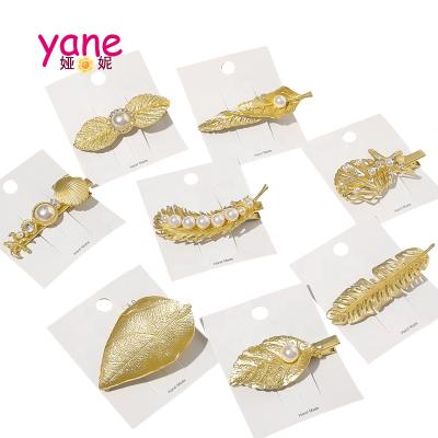 China Women Clip Alloy Hair Clips Fashion Hairpin Hair Clip Gold Leaf Shape Clip for sale