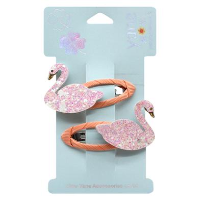 China Fashionable hotsale dazzling swan clips on hair swan pink clips elegant hair ribbon clips for sale