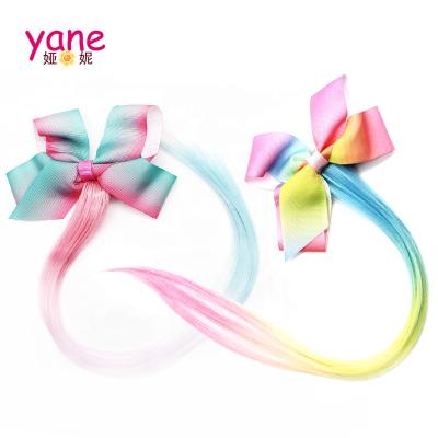 China Trendy Kids Hair Bow With Cute Wig And Fashion Kids Hair Accessories Hair Clip With Braid for sale