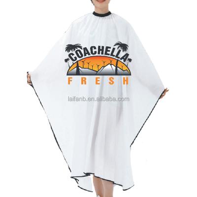 China Custom Made Large Size Logo Print Pongee Material Hairdressing Barber Cape for sale