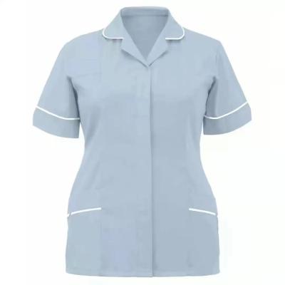 China Eco-friendly V-neck Scrub Top Elastic Beauty Salon Nursing Shirt for sale