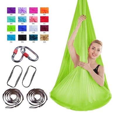 China Modern Premium Silk Fabric Natural Flight Anti-Gravity Antenna Shims Aerial Yoga Hammock Swing Set (Grass Green) for sale