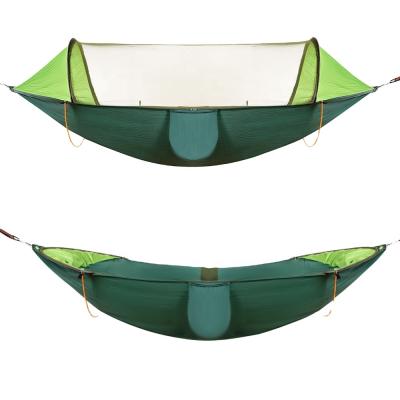 China Adult Green Outdoor Camping Products Anti-Rollover Double Hammock With Mosquito Mesh Net Tent for sale