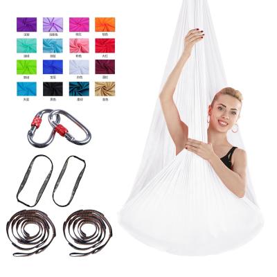 China 2021 New Style Hot Sale Multifunctional Aerial Yoga Swing Yoga Hammock Kits For Anti-Gravity Exercise (White) for sale