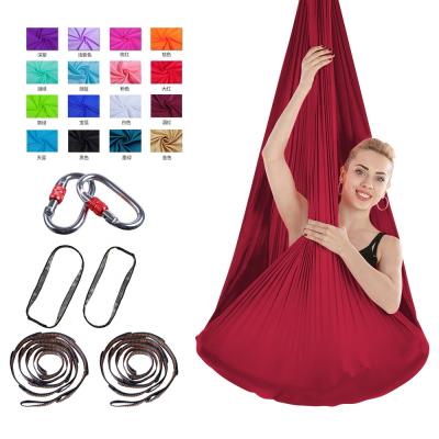 China High Quality Fitness Equipment Wholesale Comfortable Safe Fly Aerial Yoga Swing Yoga Hammock For Sale (Wine Red) for sale