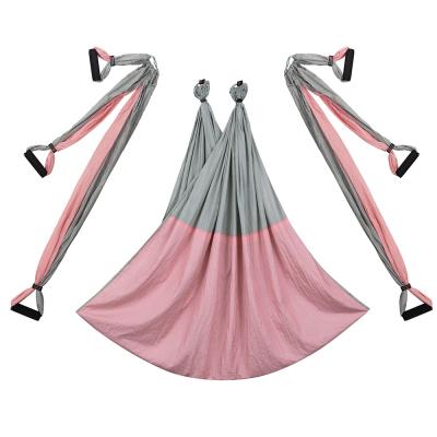 China Multifunctional Nylon Bungee Fitness Home Equipment Aerial Swing Yoga Hammock (Grey&Pink) for sale