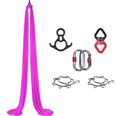 China Yoga Exercise Gym Home Fitness Ceiling Anchors Silk Fabric Premium Anti-Gravity Inversion Aerial Yoga Hammock (Rose Red) for sale