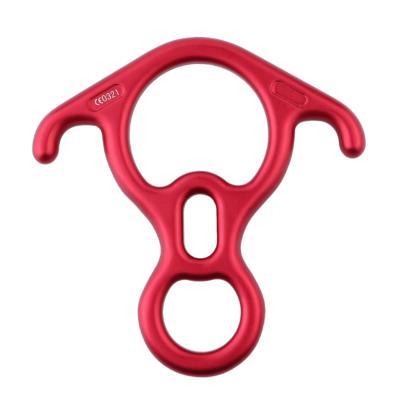 China Durable Outdoor Mountaineering Products 50KN Bull Horns 8 Shape Ring Descender Ring Descender Carabiner For Craving Climb for sale