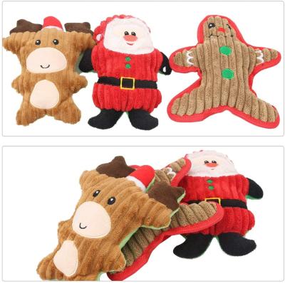 China Squeaky Stuffed Animal Interactive Dog Christmas Toys Christmas Gift For Small Medium Large Pet Included Ginger Man Reindeer Santa Claus for sale