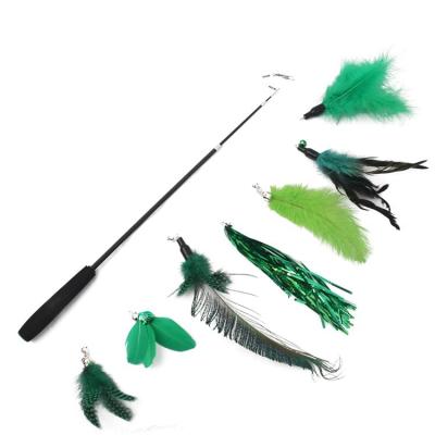 China Multi Viable Replacement Piece Colorful Feathers Pack Plus Bonus Soft Furry Tail For Cat And Kitten Interactive Toy Wands for sale