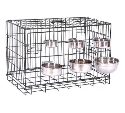 China Automatic Stainless Steel Dog Cage Cups With Clamp Holder - Detached Dog Cat Cage Kennel Hanging Bowl for sale