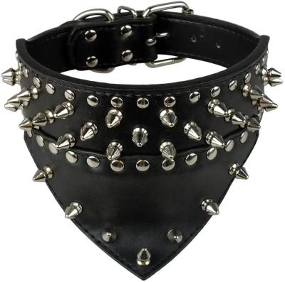 China Dog Collar Bandana Style Scarf Studded Studded Leather Dog Collar for Medium Large Breeds for sale