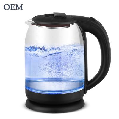 China 360 Degree Rotation High Borosilicate Glass Water Base Electric Kettles 1.8L With Blue LED Light for sale