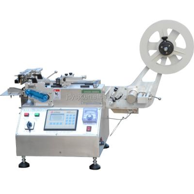 China High Speed Polyester Nylon Taffeta Tape Cutting Machine / Hot and Cold Label Cutting Machine for Clothing Care Labels JQ-3010 for sale