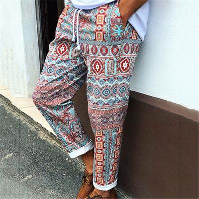 China 2021 Small Feet Anti-wrinkle Printed Casual Pants Fashion Cropped Pants Men's Trousers And Slacks for sale