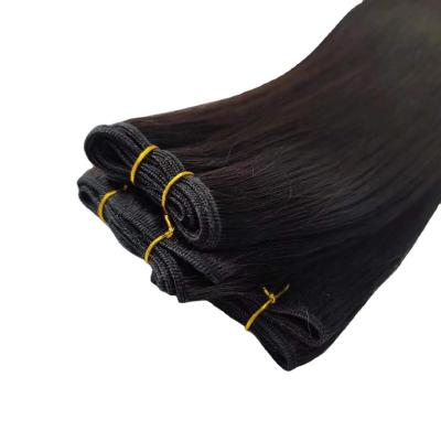 China Russian Cuticle Aligned Long Hair Machine Made Hair Weft Extension Silky Straight Last Wave Hair Weft for sale