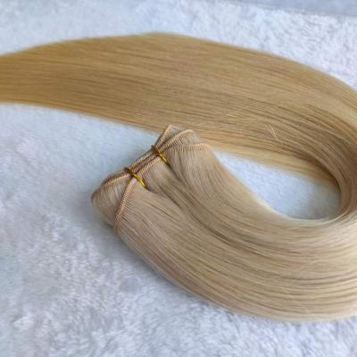 China Wholesale 12A Virgin Silky Straight Platinum Blonde Wave Hair, Wefted Wefted Russian Double Cuticle Machine Hair Uncut Hair Weft for sale