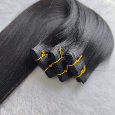 China Drawn Wave 12A Europe Grade Virgin Silky Straight Human Hair Double And Cambodian Flat Weft Weft Seamless Weft Extensions for sale