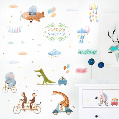 China WALL STICKER Self Adhesive Sky Cartoon Home Wall Sticker Decoration 3d Cute Animal PVC Wall Sticker for sale