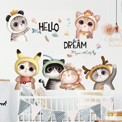 China Removable WALL STICKER Cat Wall Stickers Kids Bedroom For Girls Decorative Wall Stickers for sale