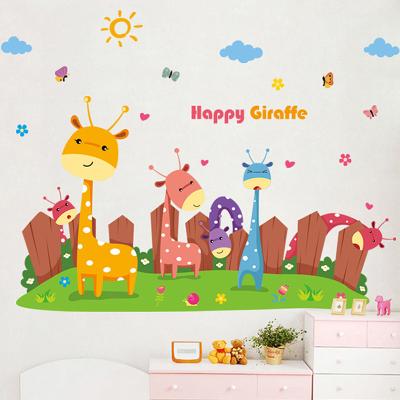 China Removable WALL STICKER Cartoon 3d Giraffe Baby Room Wall Sticker for sale