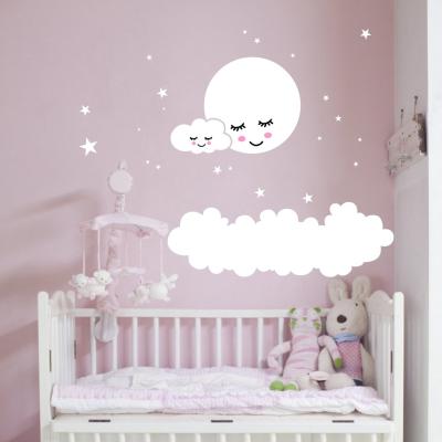 China Decorative Home Decoration Cloud Moon Nursery Wall Sticker Self Adhesive Decal for sale