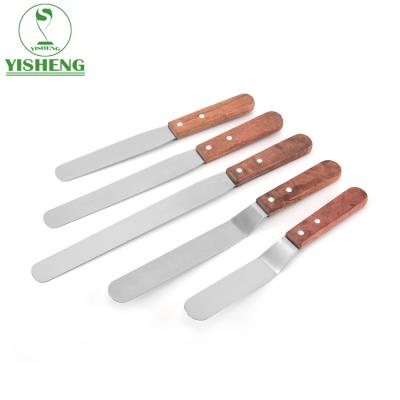 China Sustainable Baking Handle Wooden Cream Spatula Spatula Tools Wooden Spatula For Cake for sale