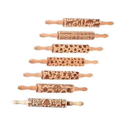 China Sustainable Baking Tool High Quality Wood Pattern Embossed Pin for sale