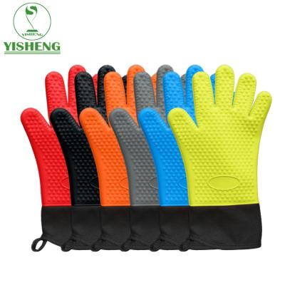 China Silicone Pot Holder Traditional Oven Mitts Gloves Finger Silicone Kitchen Cooking Oven Baking Gloves for sale