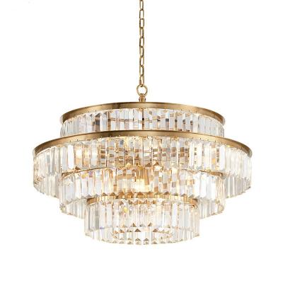 China Modern design custom indoor ceiling round gold lighting china factory project indoor lighting crystal industrial chandelier for sale