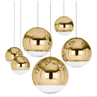 China Modern Lighting Gold Modern Glass Mirror Ball Lighting Brass Pendant Lamp for sale