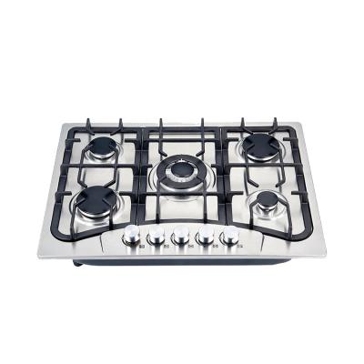 China Commercial Kitchen Appliances High Quality Stainless Steel Built In 5 Burner Gas Stove Gas Hob Cheap Price Cast Iron Heavy Duty Support Gas Hob for sale