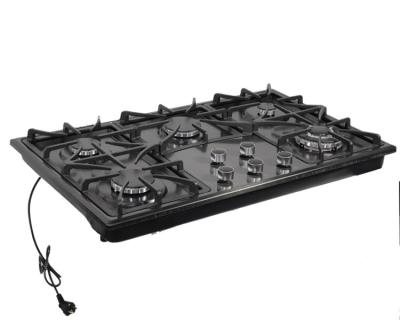 China Wholesale Commercial Factory Kitchen Appliances 5 Burner Gas Hob With High Quality Cast Iron Five Burner Gas Hob Safety Device for sale