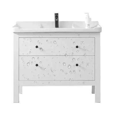 China Modern Solid Wood Bathroom Cabinet Vanity Furniture Single Sink Unit Te koop