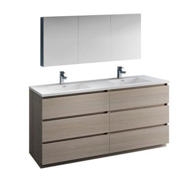 China Freestanding Double Sink Vanity , Design Solid Wood Bathroom Vanity Units Te koop