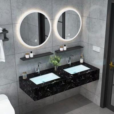 Cina Modern Wall Hung Cabinet , Marble Double Sink Bathroom Vanity in vendita