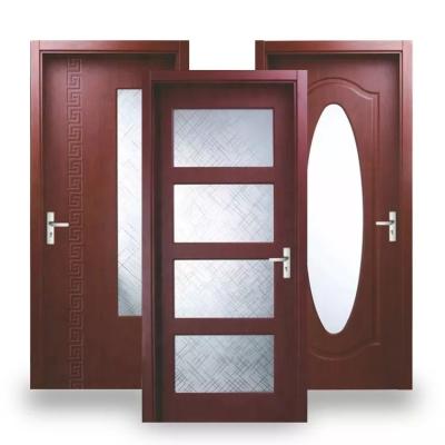 China Sound Insulation Modern Interior Glass Wood Door Plywood Design for sale