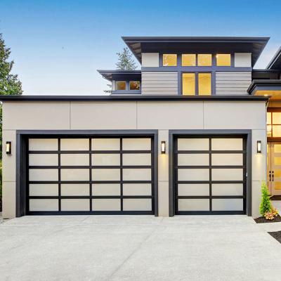 China Aluminum Frame Door and Frosted Glass Villa Automatic Garage Door for sale