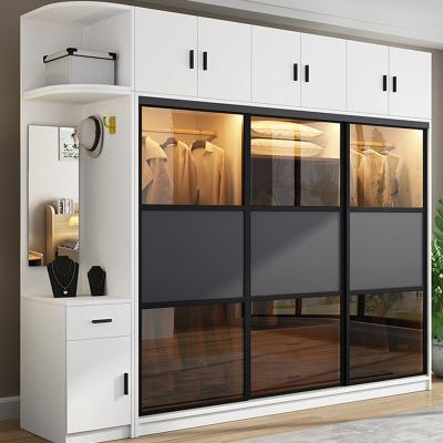 China TESIA Customized Wardrobe Bedroom Furniture Glass Sliding Door Storage Cabinet for sale