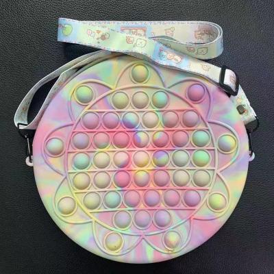 China 2021 New Push Button Push Button Silicone Kids Rainbow Busy Person Toy Purse Cross - Body Shoulder Bag For School Supplies YH0214 for sale