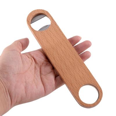 China Viable Manufacturers Custom Custom Cheap Wooden Logo Handle Stainless Steel Beer Bottle Opener for sale