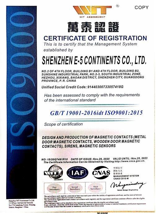 ISO9001 - Shenzhen E-5continents Co., Ltd.