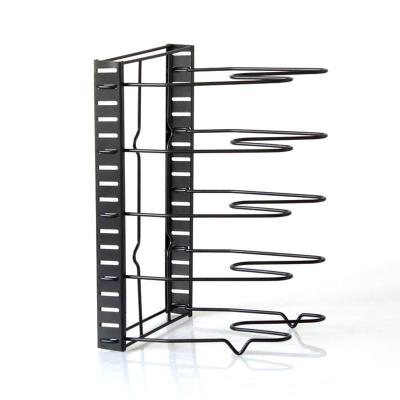 China Sustainable Creative kitchen tool metal vertical foldable pot storage rack with five layers for sale