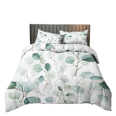 China Reliable Chinese Supplier Folded Leaves Clear 3D Printing Bedding Set Normal Printing At The Bottom Of The Comforter Cover for sale