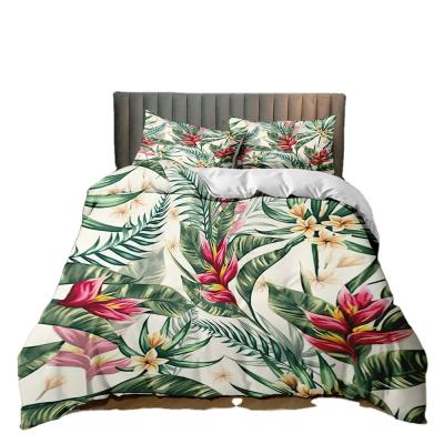 China Luxury Folded Down Comforter Cover Set Extra Large Size Green Leaf Set Summer Digital Printing Comforter Cover for sale