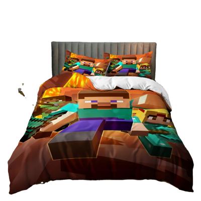 China 3D Printing Folded My World Lego Game Print Bedding Suit Adult Soft 3 Piece Bed Suit Luxury Soft Bed Suit for sale