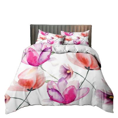 China Factory Folded Hot Luxury Floral Bedding Suit With Extra Large Boho Pringting Down Comforter Cover Pillowcase Set for sale