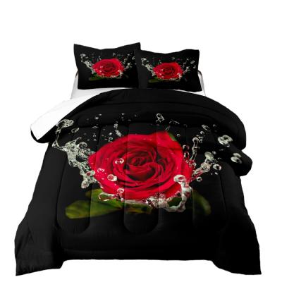 China Comforter Patterns Super Soft 3D Printing Rose Comforter Costume 100% Polyester Quilting Summer Customized By Comforter for sale