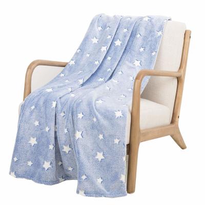 China Anti-pilling Cozy Star Shining Blanket All Seasons Bright Blanket Flannel Fleece Glow In Dark Blanket for sale