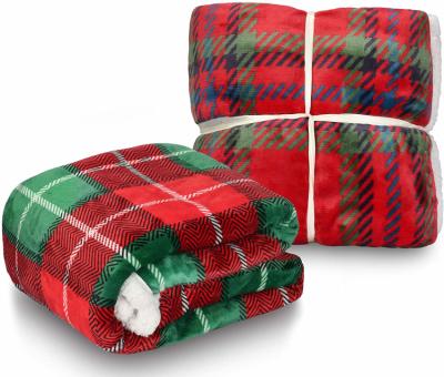 China Wholesale Solid Color Plaid Blanket Lightweight Sherpa Flannel Fleece Blanket/Comfortable Plush Blanket Wholesale Warm Soft Fluffy Double Layer Blanket For Bed Sofa for sale